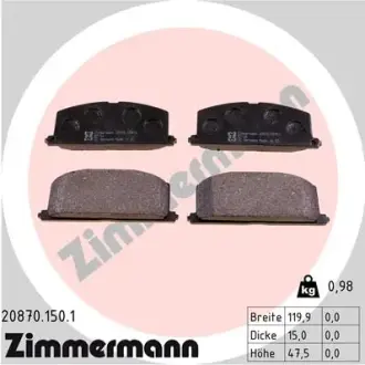 Колодки гальмівні, комплект ZIMMERMANN 208701501