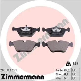 Комплект тормозных колодок, дисковый тормоз ZIMMERMANN 209681751