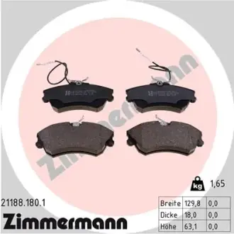 Комплект тормозных колодок, дисковый тормоз ZIMMERMANN 211881801