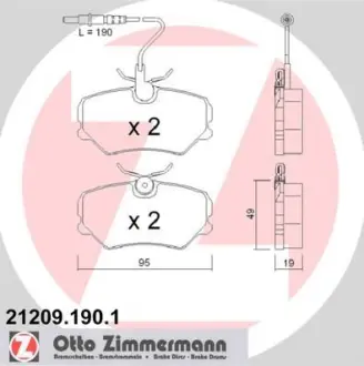 Комплект тормозных колодок, дисковый тормоз ZIMMERMANN 212091901