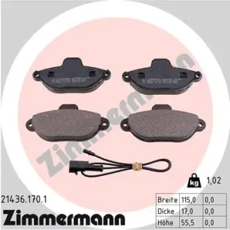 Комплект тормозных колодок, дисковый тормоз ZIMMERMANN 214361701