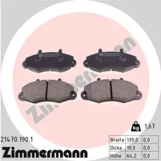 Комплект тормозных колодок, дисковый тормоз ZIMMERMANN 214701901