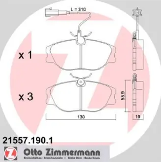 Комплект тормозных колодок, дисковый тормоз ZIMMERMANN 215571901