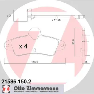 Комплект тормозных колодок, дисковый тормоз ZIMMERMANN 215861502