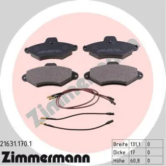 Комплект тормозных колодок, дисковый тормоз ZIMMERMANN 216311701