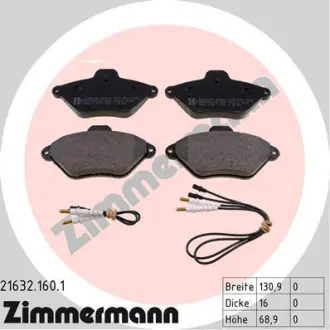 Комплект тормозных колодок, дисковый тормоз ZIMMERMANN 216321601