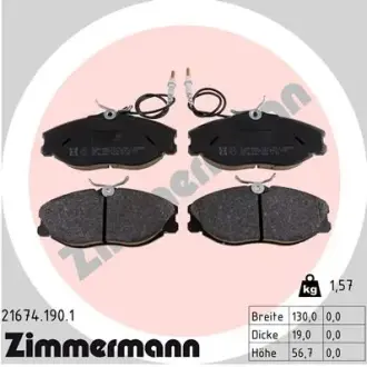 Колодки тормозные, комплект ZIMMERMANN 216741901
