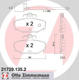 Комплект тормозных колодок, дисковый тормоз ZIMMERMANN 217291352