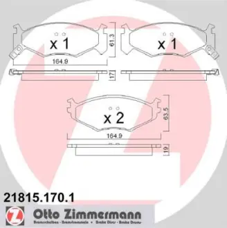 Комплект тормозных колодок, дисковый тормоз ZIMMERMANN 218151701