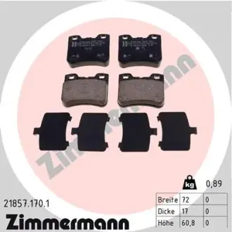 Комплект тормозных колодок, дисковый тормоз ZIMMERMANN 218571701