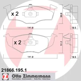 Комплект тормозных колодок, дисковый тормоз ZIMMERMANN 218661951