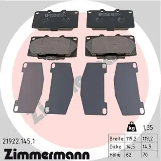 Колодки гальмівні, комплект ZIMMERMANN 219221451