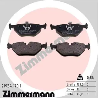 Колодки гальмівні (задні) BMW 3 (E46) 98-07 (Ate-Teves) ZIMMERMANN 219341701