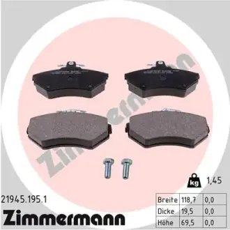 Колодки гальмівні дискові, к-кт ZIMMERMANN 219451951