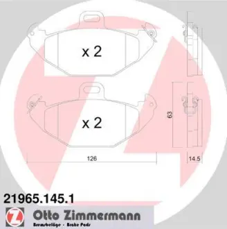 Комплект тормозных колодок, дисковый тормоз ZIMMERMANN 219651451
