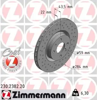 Тормозной диск ZIMMERMANN 230238220