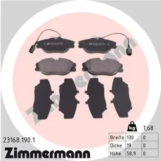 Комплект тормозных колодок, дисковый тормоз ZIMMERMANN 231681901