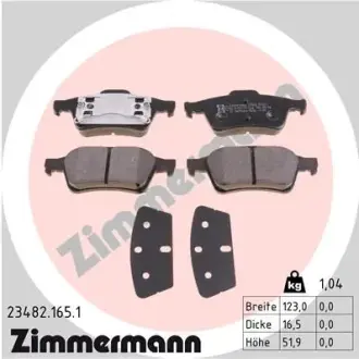 Комплект тормозных колодок, дисковый тормоз ZIMMERMANN 234821651