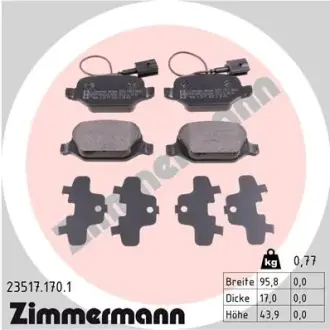 Комплект тормозных колодок, дисковый тормоз ZIMMERMANN 235171701