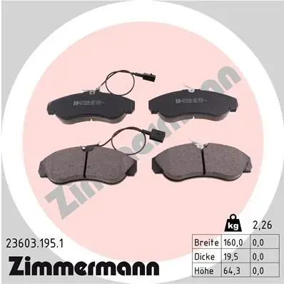 Колодки гальмівні, комплект ZIMMERMANN 236031951 (фото 1)