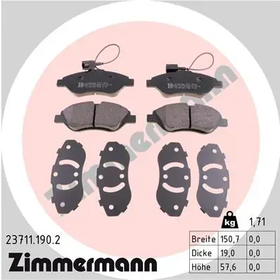 Колодки гальмівні, комплект ZIMMERMANN 237111902 (фото 1)