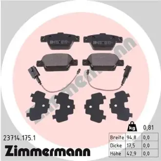 Колодки гальмівні, комплект ZIMMERMANN 237141751