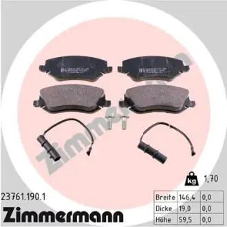 Комплект тормозных колодок, дисковый тормоз ZIMMERMANN 237611901
