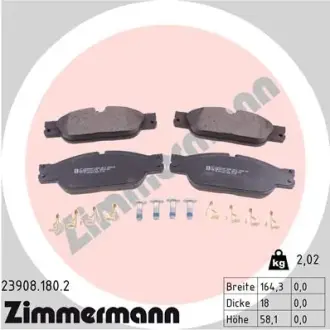 Комплект тормозных колодок, дисковый тормоз ZIMMERMANN 239081802