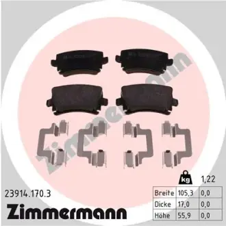 Колодки гальмівні (задні) VW Golf/Passat 05-13/Skoda Superb 08- (Lucas-Girling) (з аксесуарами) ZIMMERMANN 239141703