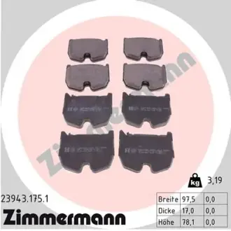Колодки гальмівні, комплект ZIMMERMANN 239431751