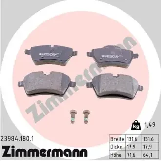 Колодки гальмівні дискові, к-кт ZIMMERMANN 239841801