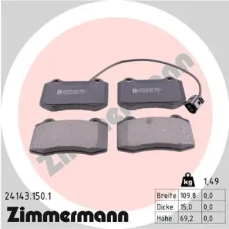 Комплект тормозных колодок, дисковый тормоз ZIMMERMANN 241431501