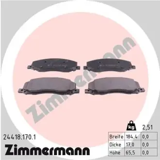 Комплект тормозных колодок, дисковый тормоз ZIMMERMANN 244181701