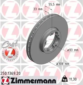 Тормозной диск ZIMMERMANN 250136920