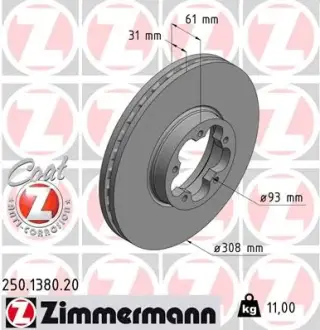 Тормозной диск ZIMMERMANN 250138020