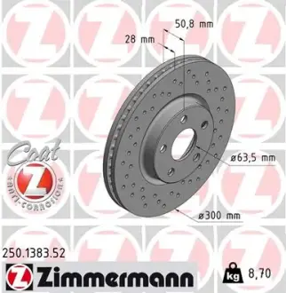 Тормозной диск ZIMMERMANN 250138352