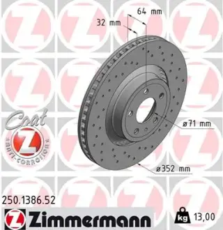 Переднi MUSTANG COUPЕ 15 - 352х32 ZIMMERMANN 250138652