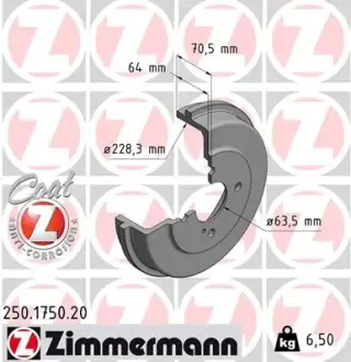 Тормозной барабан ZIMMERMANN 250175020