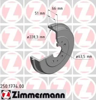 Тормозной барабан ZIMMERMANN 250177400