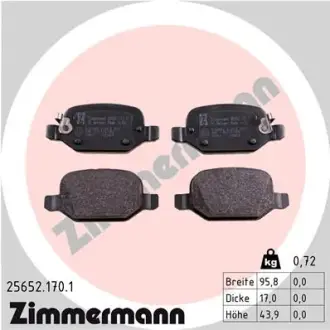 Комплект тормозных колодок, дисковый тормоз ZIMMERMANN 256521701