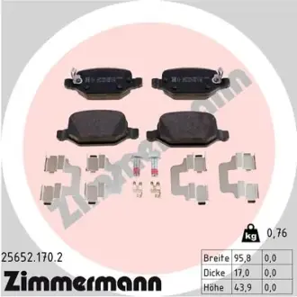 Комплект тормозных колодок, дисковый тормоз ZIMMERMANN 256521702