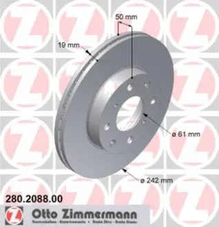 Тормозной диск ZIMMERMANN 280208800