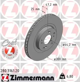 Диск гальмівний ZIMMERMANN 280316120