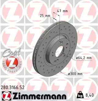 Диск гальмівний ZIMMERMANN 280316652