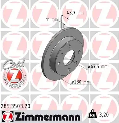 Диск тормозной ZIMMERMANN 285350320 (фото 1)