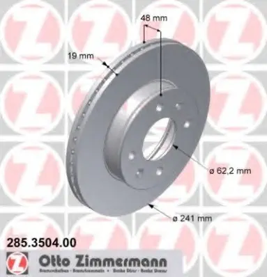 Диск тормозной ZIMMERMANN 285350400 (фото 1)
