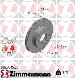 Тормозной диск ZIMMERMANN 285351520