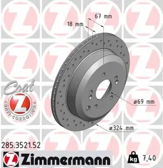 Диск тормозной ZIMMERMANN 285352152