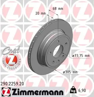 Диск гальмівний ZIMMERMANN 290225920