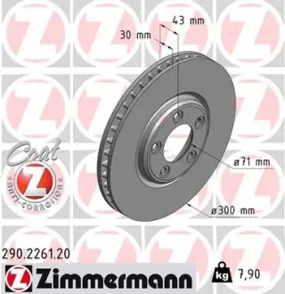 Тормозной диск ZIMMERMANN 290226120